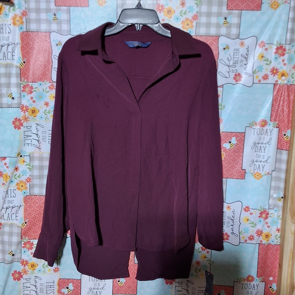NWT RACHEL ROY PURPLE LONG SLEEVE COLLARED TUNIC TOP